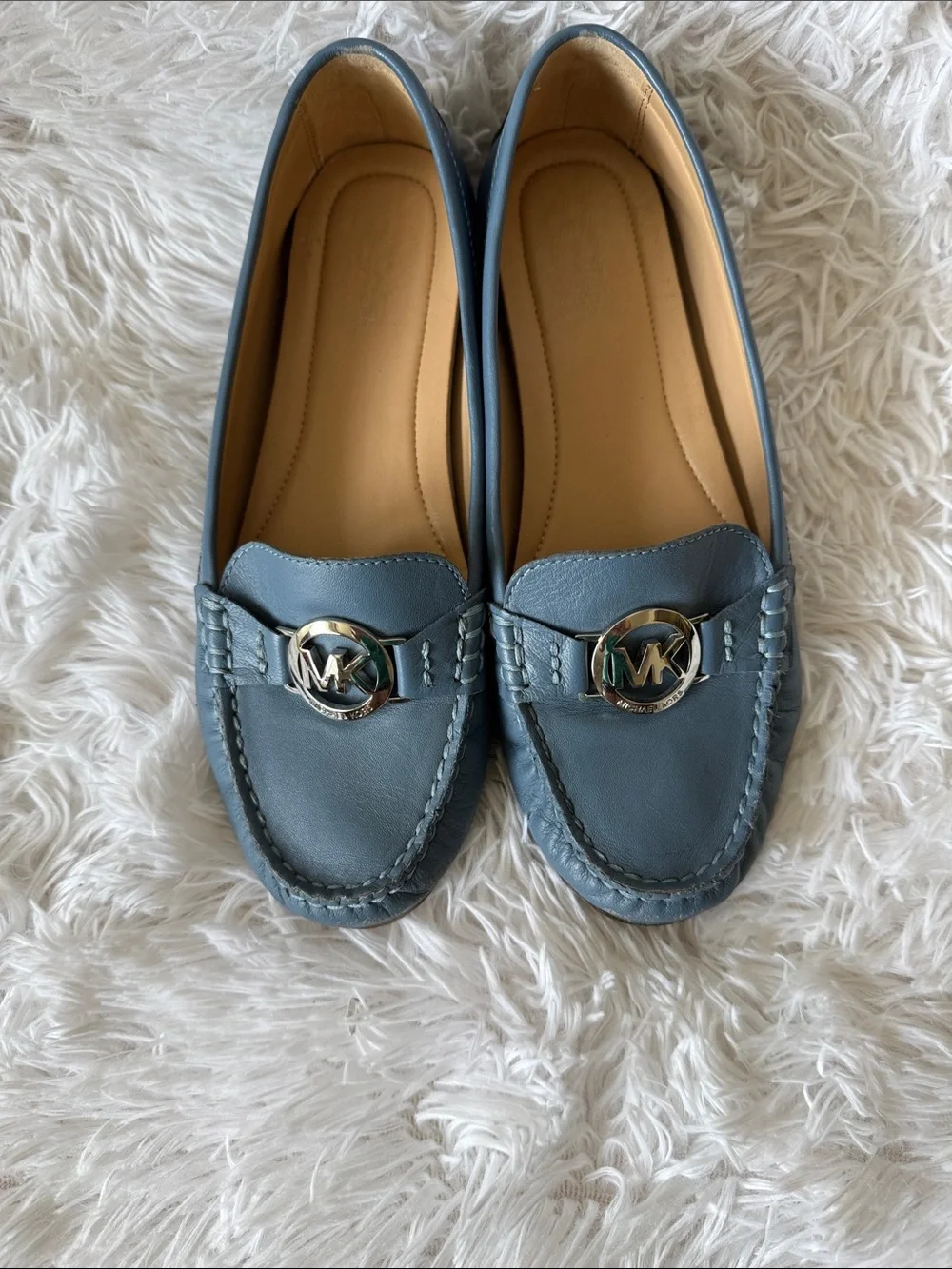 Michael Kors Blue Leather Moccasin Loafers - Picture 2 of 6